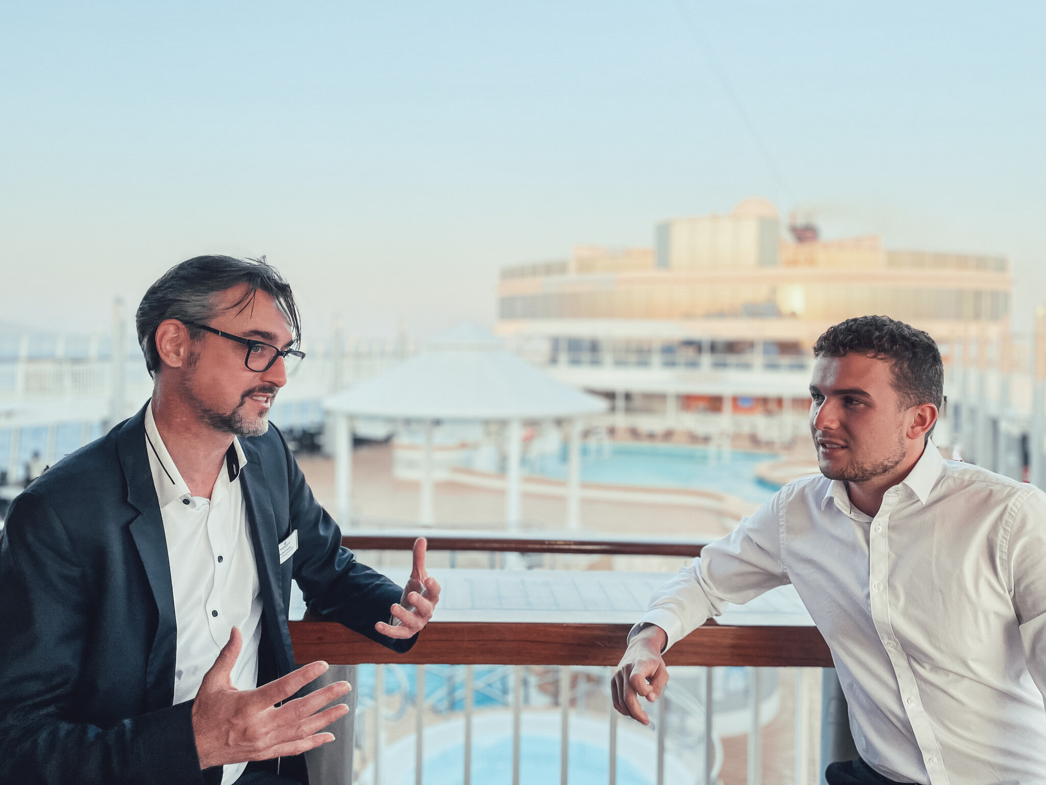 Mit Michael Nowatzki von Norwegian Cruise Line auf der Norwegian Jade.