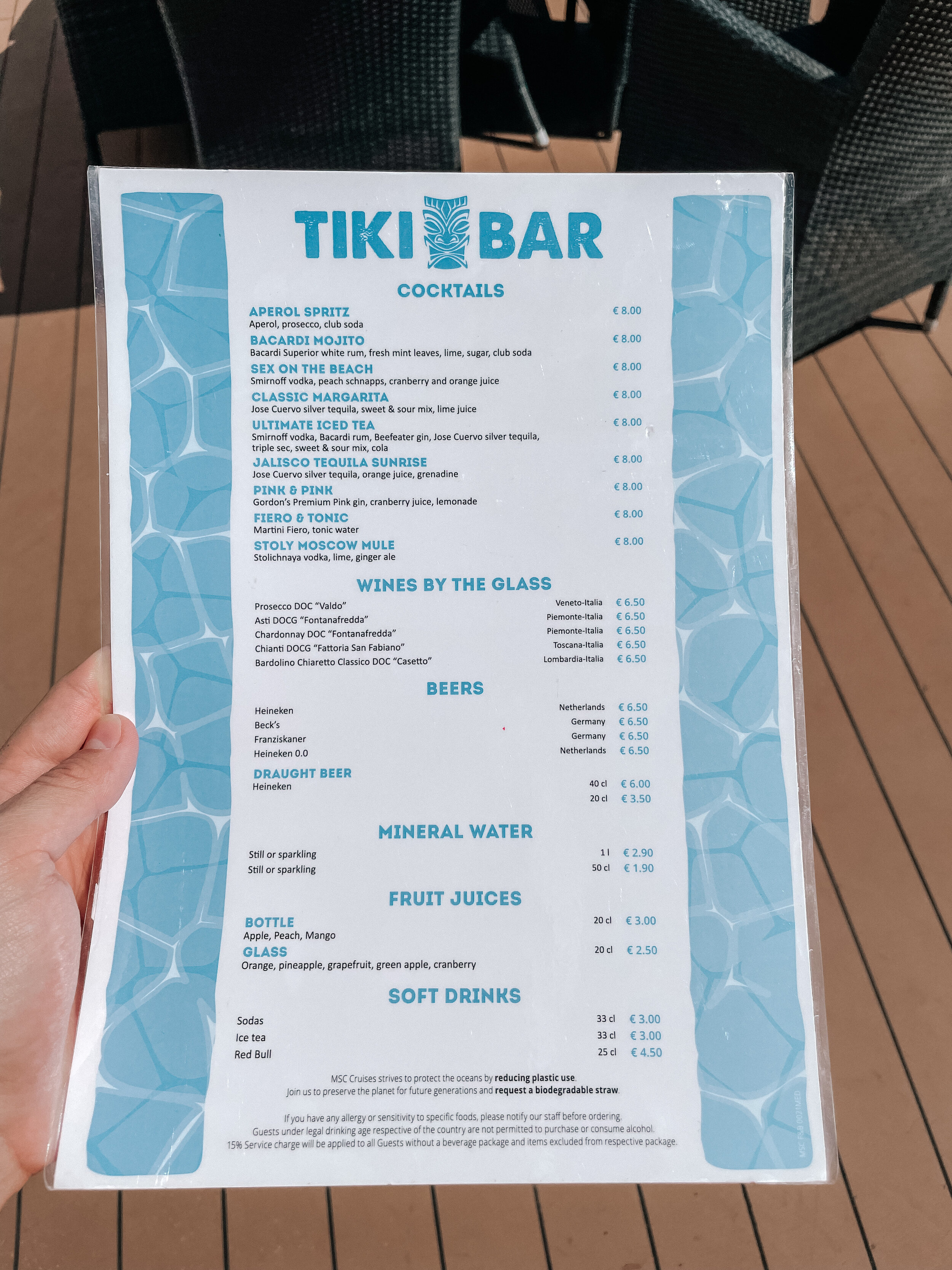 Die Barkarte, welche sehr irreführend war